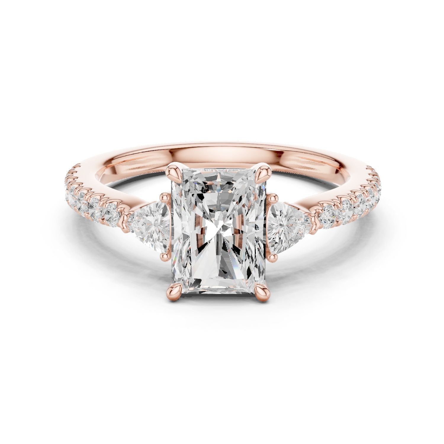 Radiant Lab Grown Diamond Side-Stone Engagement Ring