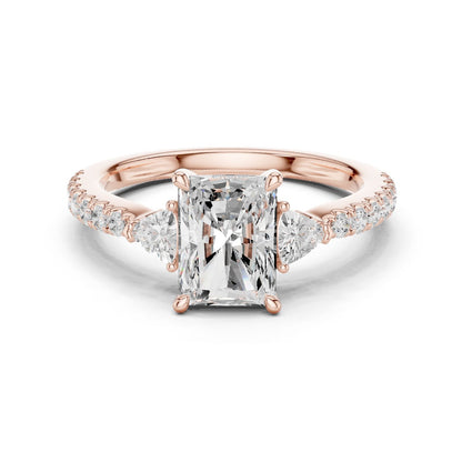 Radiant Lab Grown Diamond Side-Stone Engagement Ring