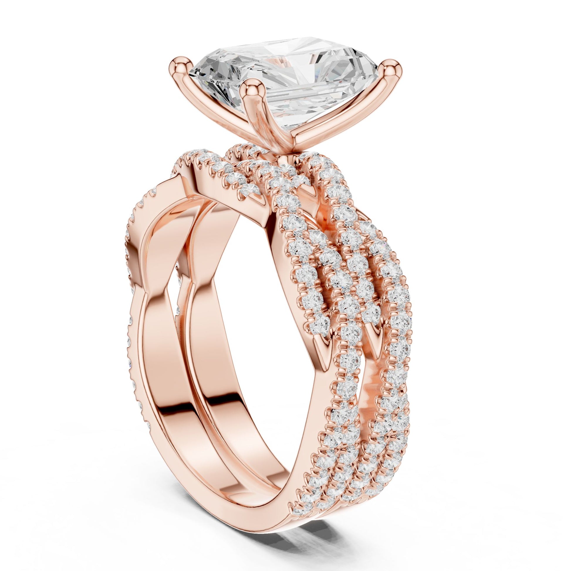 Radiant Lab Grown Diamond Side-Stone Engagement Ring