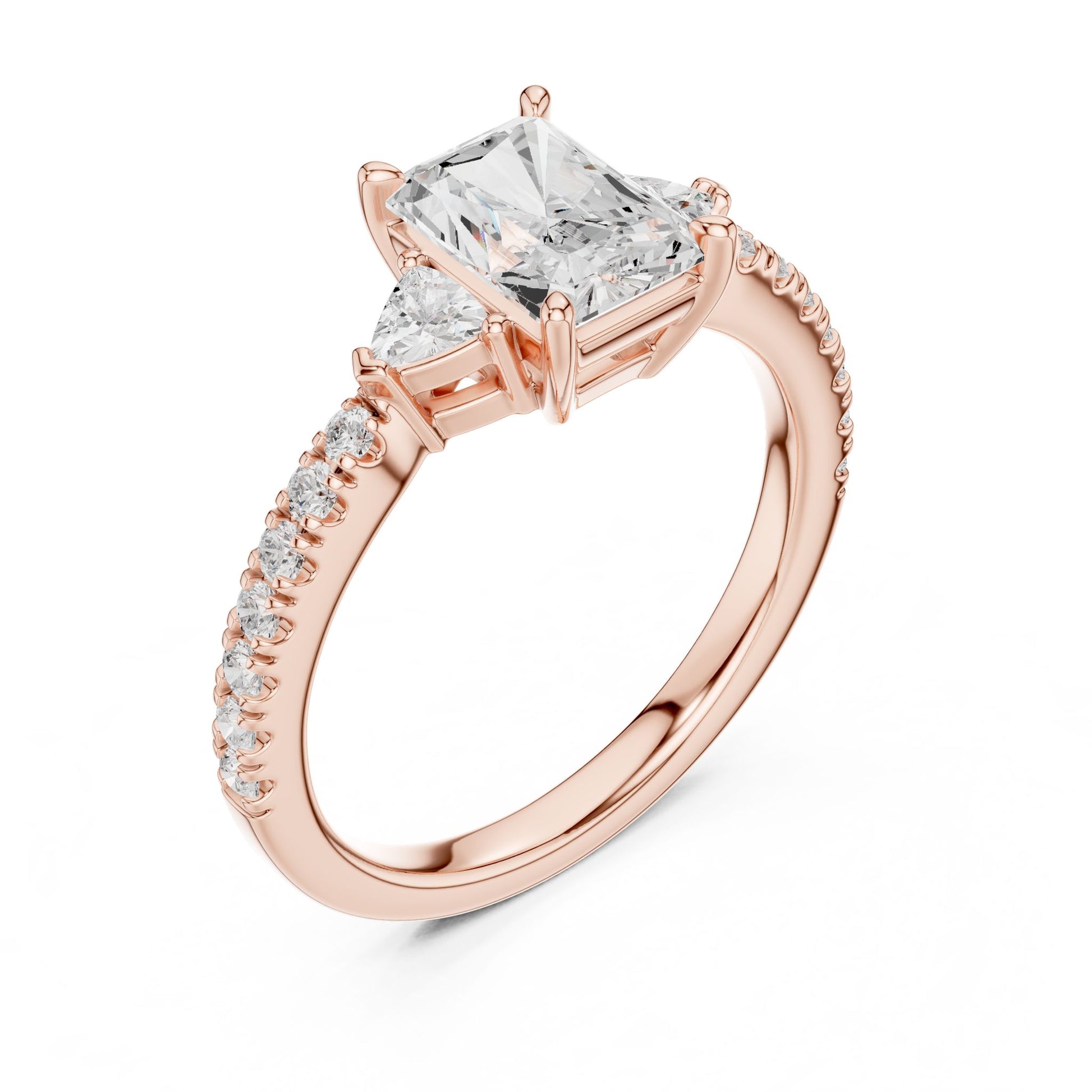 Radiant Lab Grown Diamond Side-Stone Engagement Ring