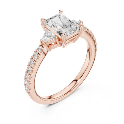 Radiant Lab Grown Diamond Side-Stone Engagement Ring