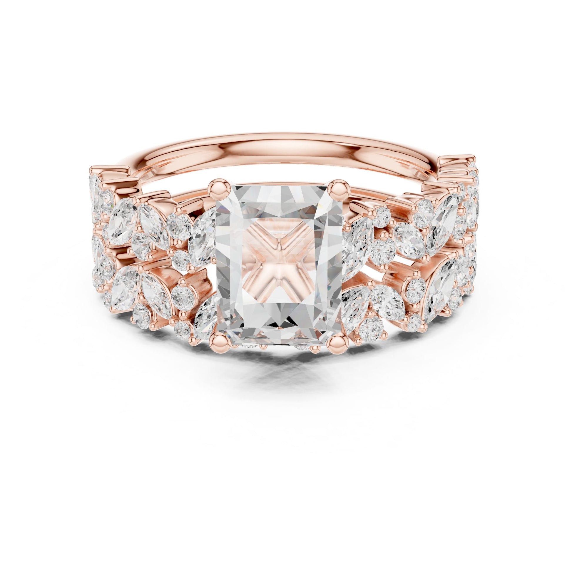 Radiant Lab Grown Diamond Side-Stone Engagement Ring