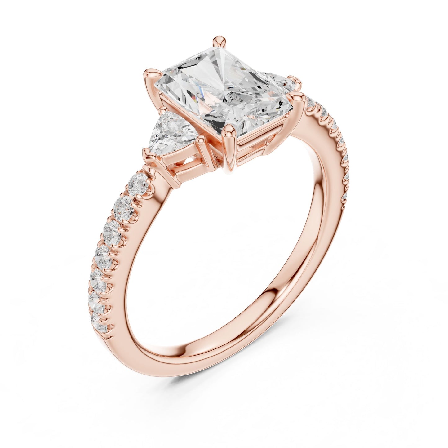Radiant Lab Grown Diamond Side-Stone Engagement Ring
