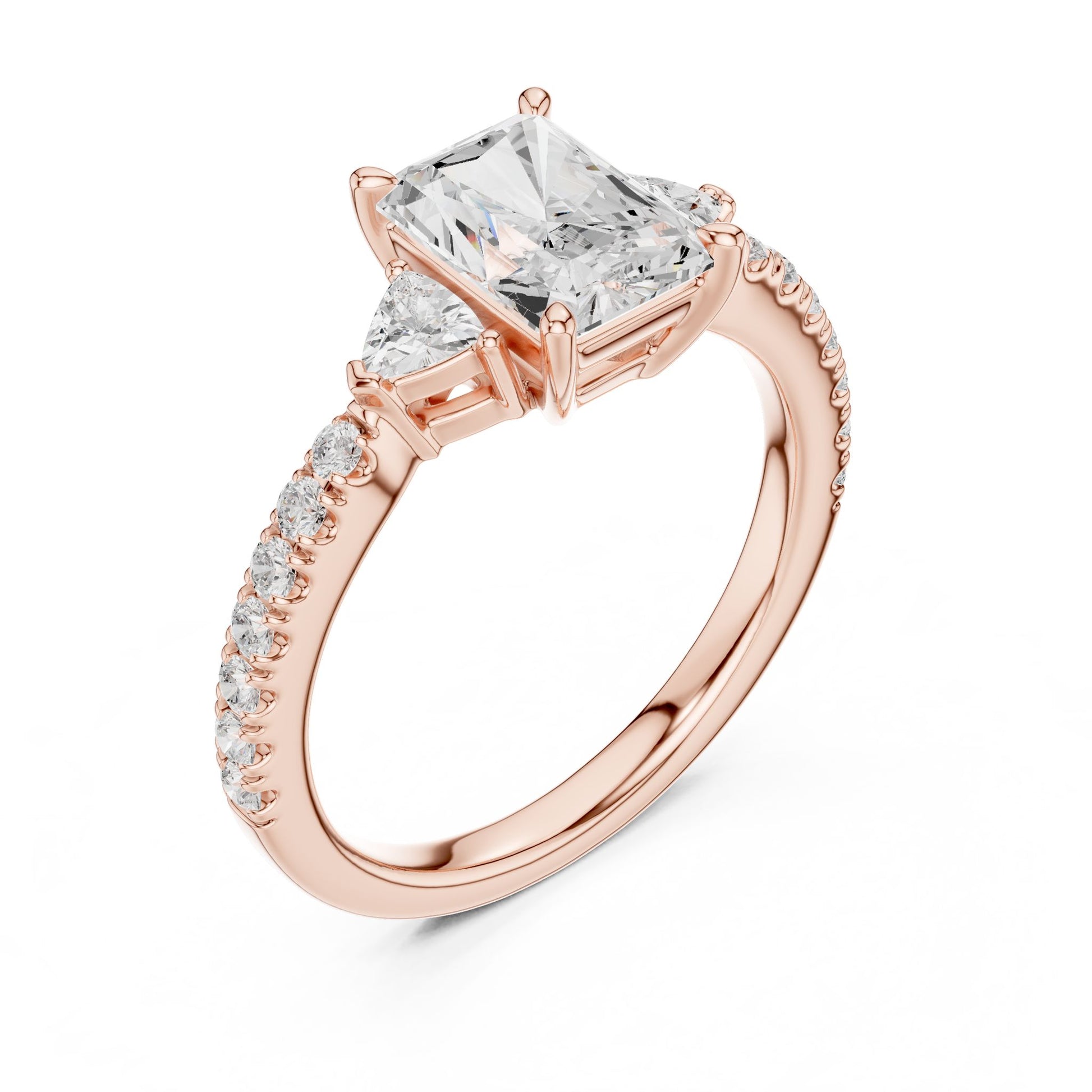 Radiant Lab Grown Diamond Side-Stone Engagement Ring