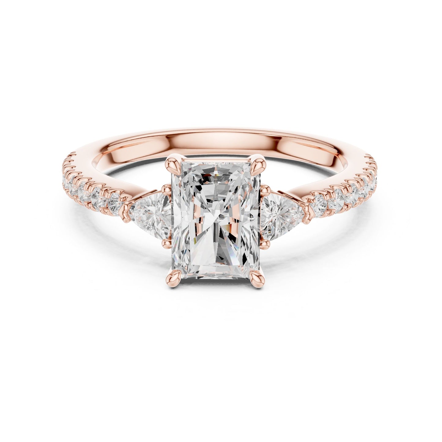 Radiant Lab Grown Diamond Side-Stone Engagement Ring