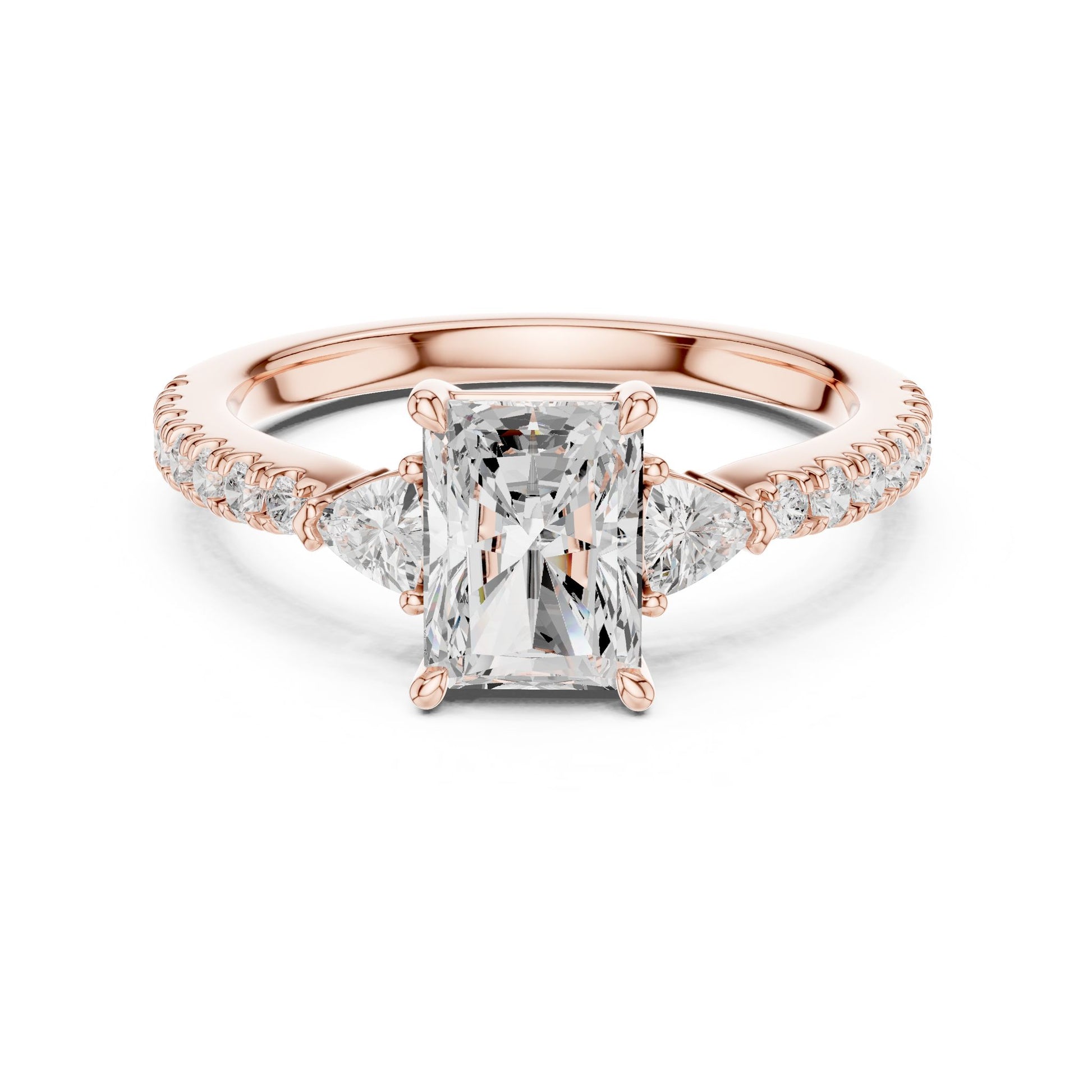 Radiant Lab Grown Diamond Side-Stone Engagement Ring