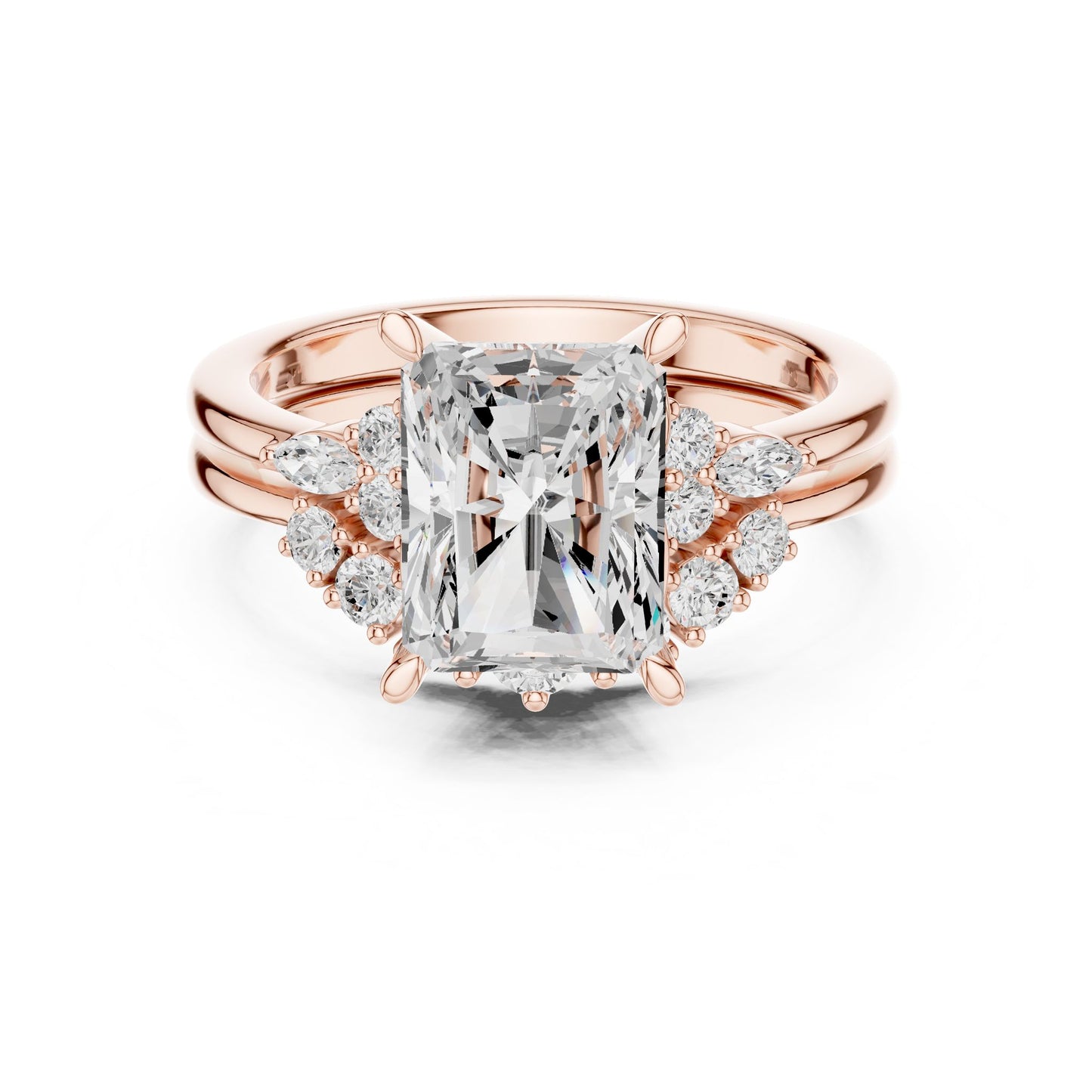 Radiant Lab Grown Diamond Side-Stone Engagement Ring