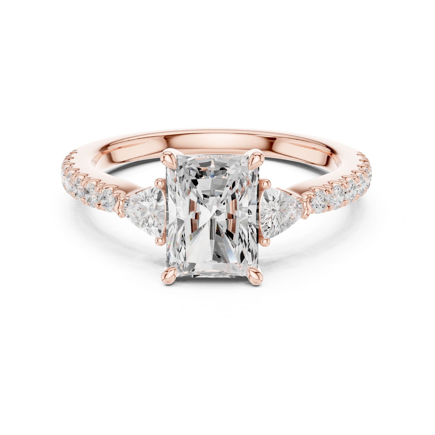 Radiant Lab Grown Diamond Side-Stone Engagement Ring