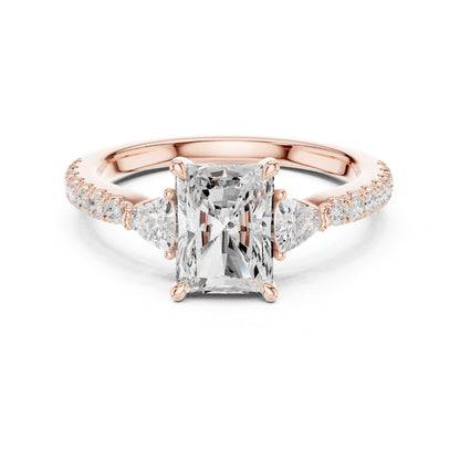 Radiant Lab Grown Diamond Side-Stone Engagement Ring