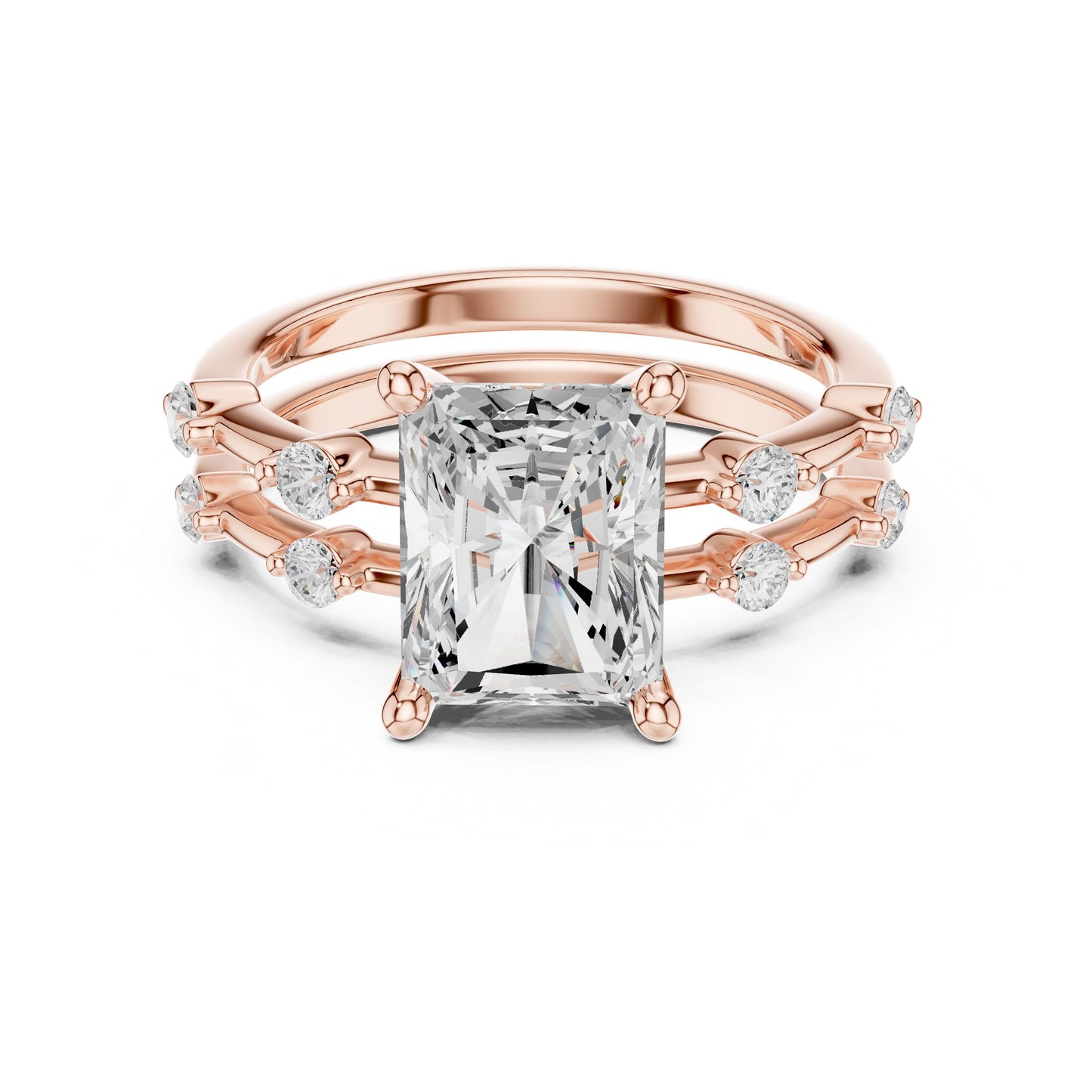 Radiant Lab Grown Diamond Side-Stone Engagement Ring