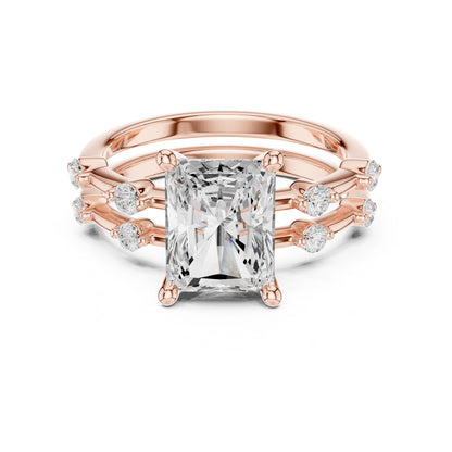 Radiant Lab Grown Diamond Side-Stone Engagement Ring