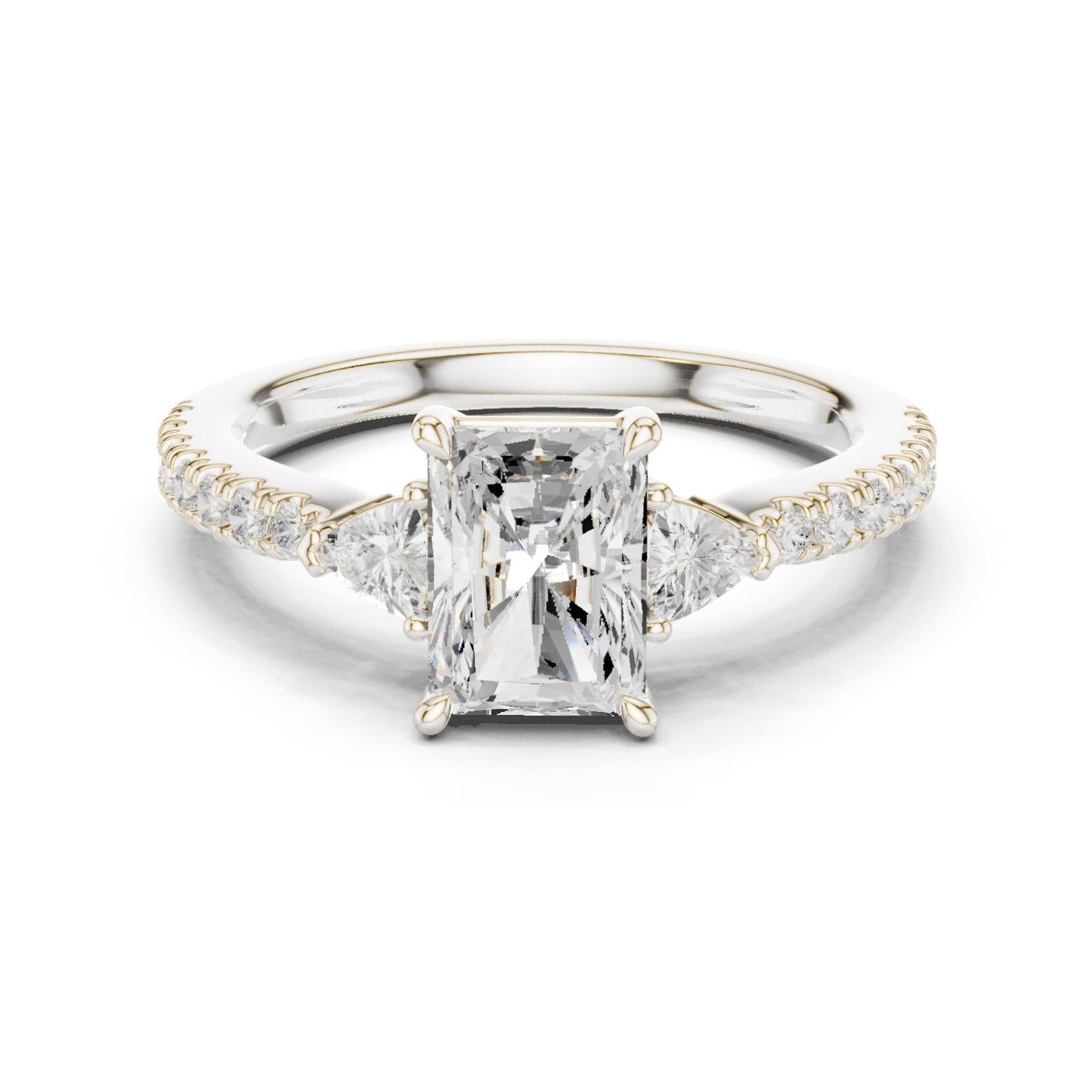 Radiant Lab Grown Diamond Side-Stone Engagement Ring
