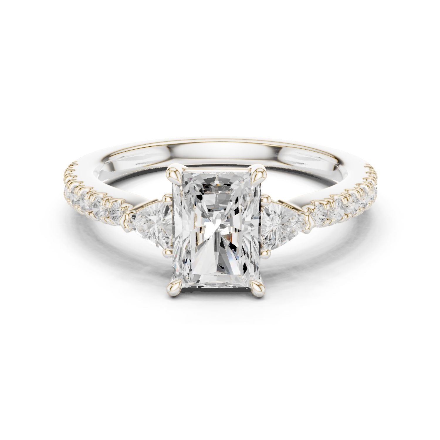 Radiant Lab Grown Diamond Side-Stone Engagement Ring
