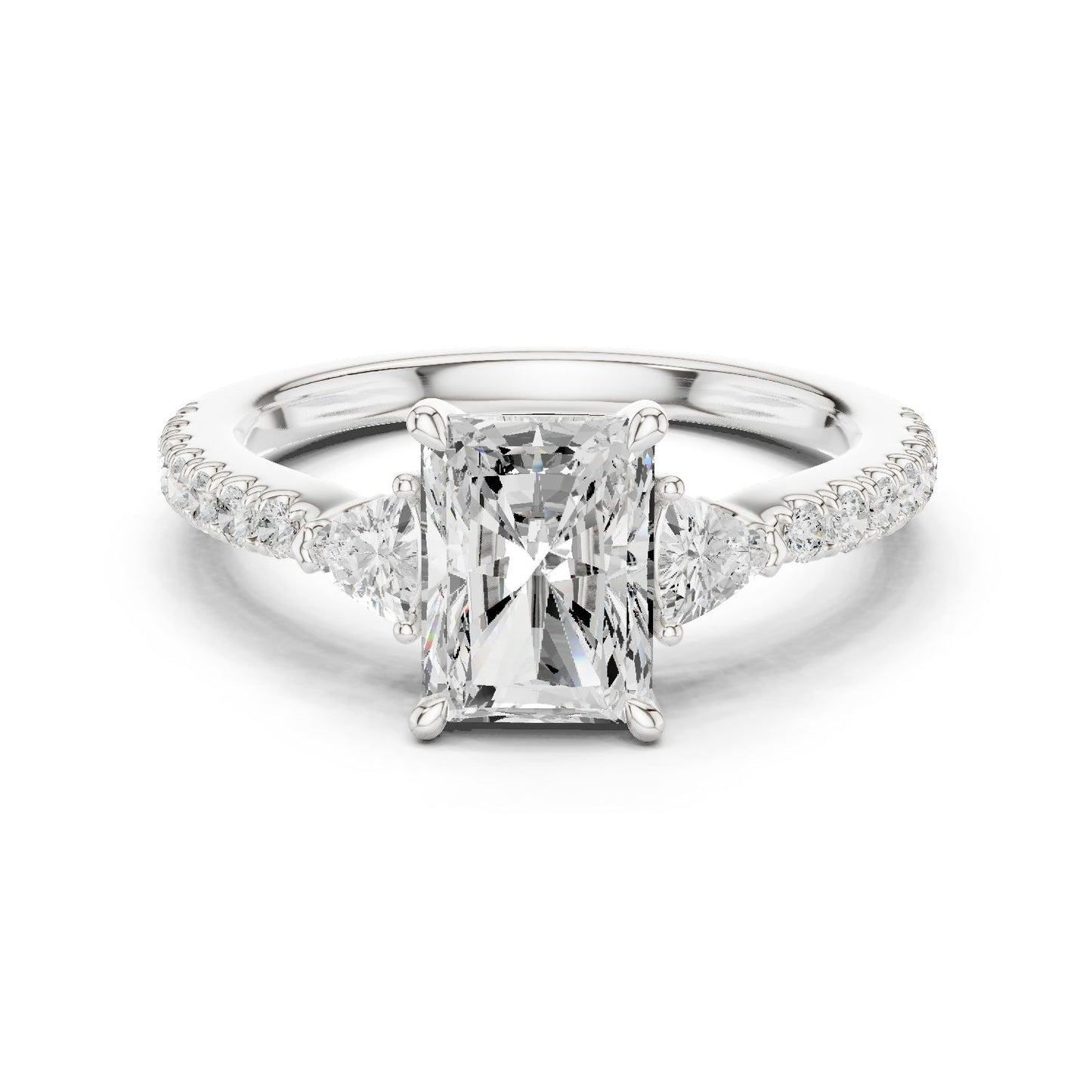 Radiant Lab Grown Diamond Side-Stone Engagement Ring