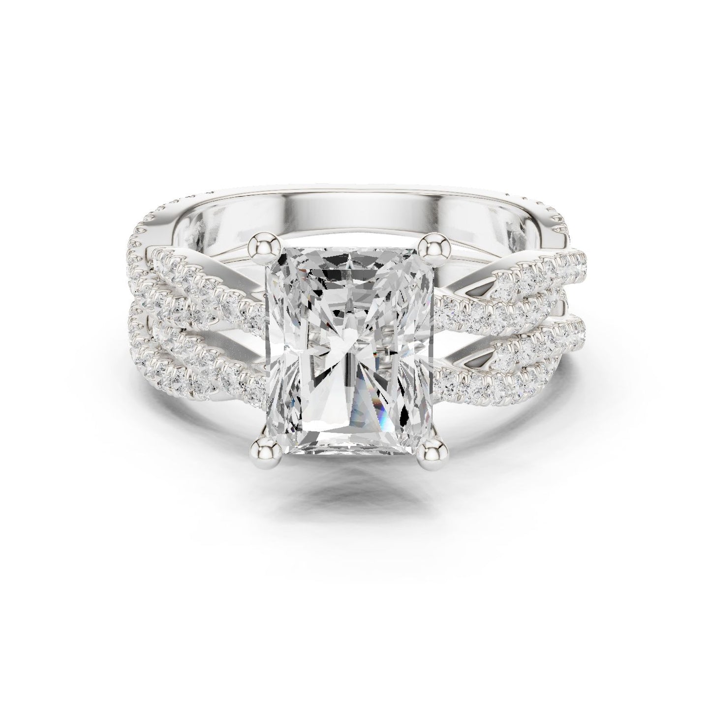 Radiant Lab Grown Diamond Side-Stone Engagement Ring