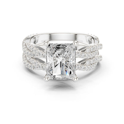 Radiant Lab Grown Diamond Side-Stone Engagement Ring
