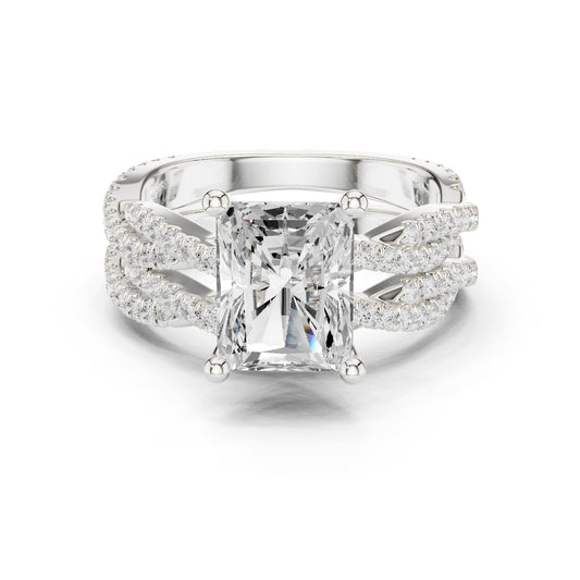 Radiant Lab Grown Diamond Side-Stone Engagement Ring