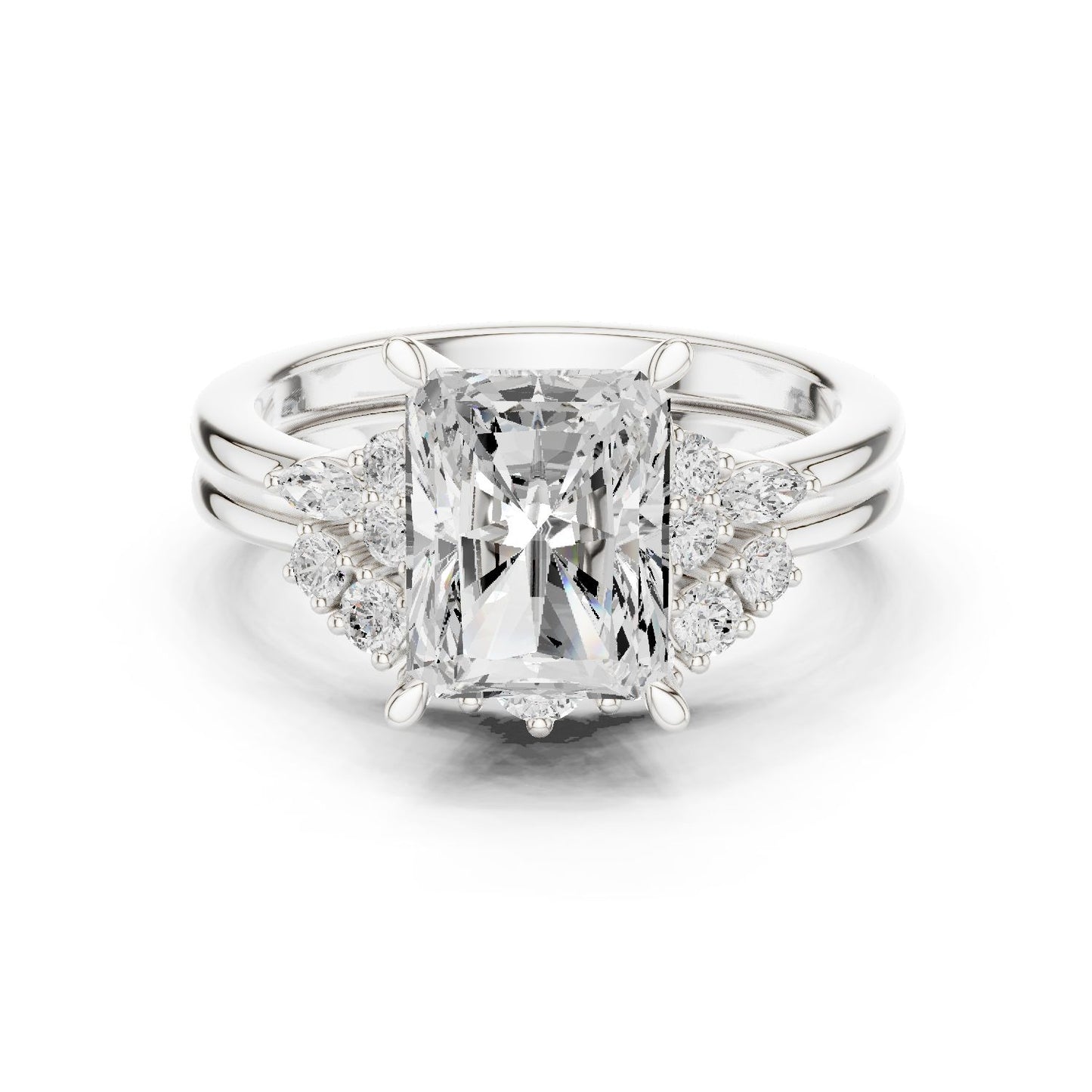 Radiant Lab Grown Diamond Side-Stone Engagement Ring
