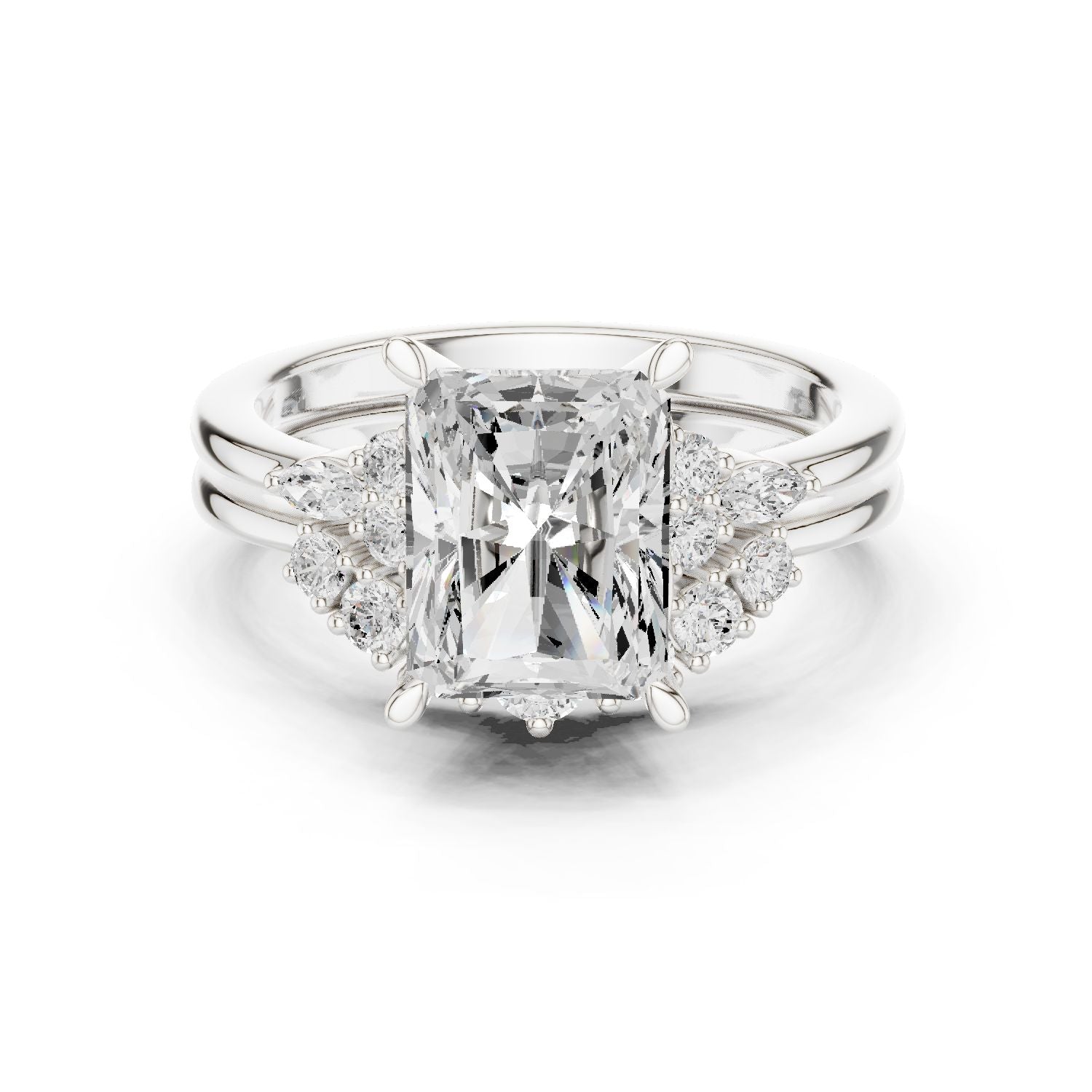 Radiant Lab Grown Diamond Side-Stone Engagement Ring
