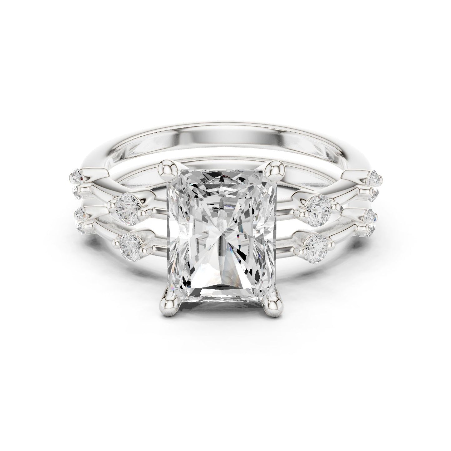 Radiant Lab Grown Diamond Side-Stone Engagement Ring