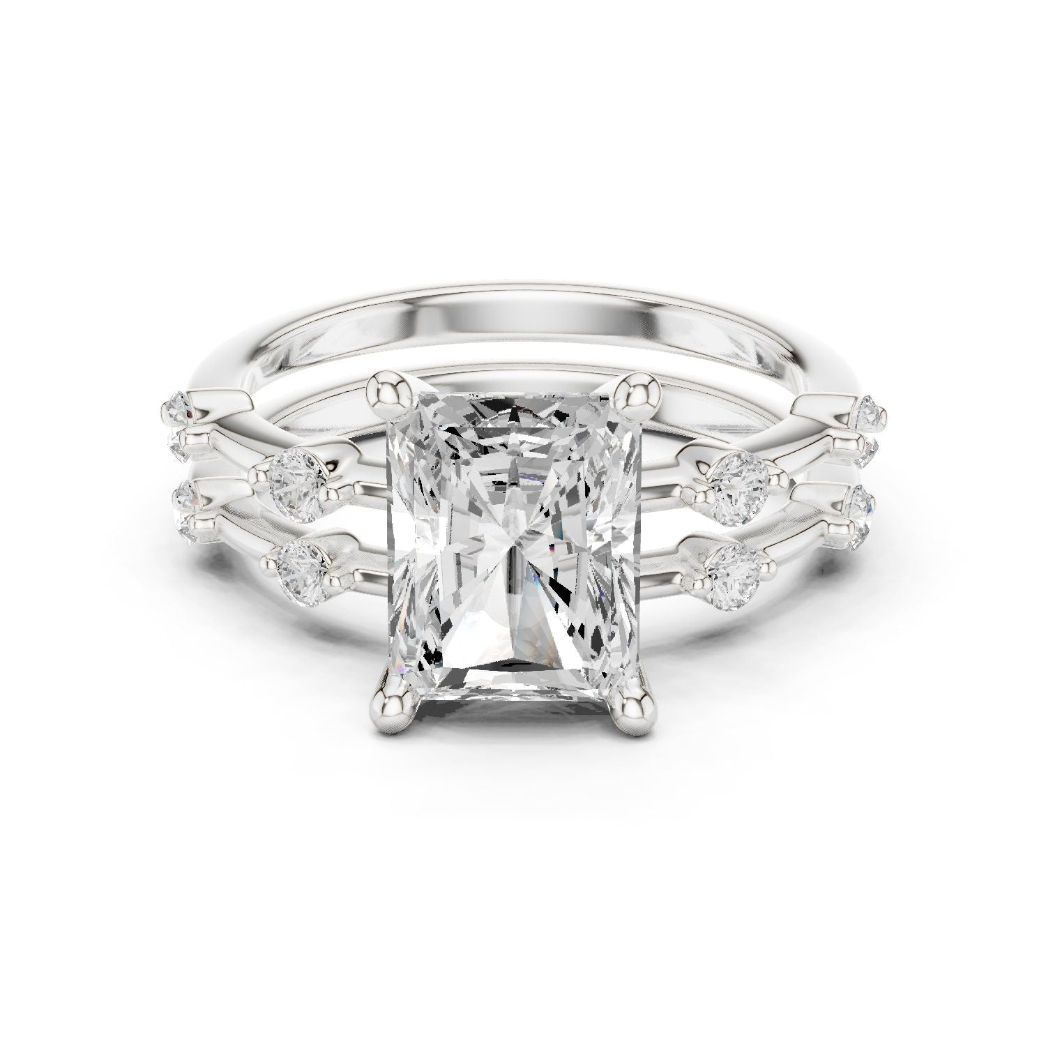 Radiant Lab Grown Diamond Side-Stone Engagement Ring