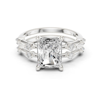 Radiant Lab Grown Diamond Side-Stone Engagement Ring