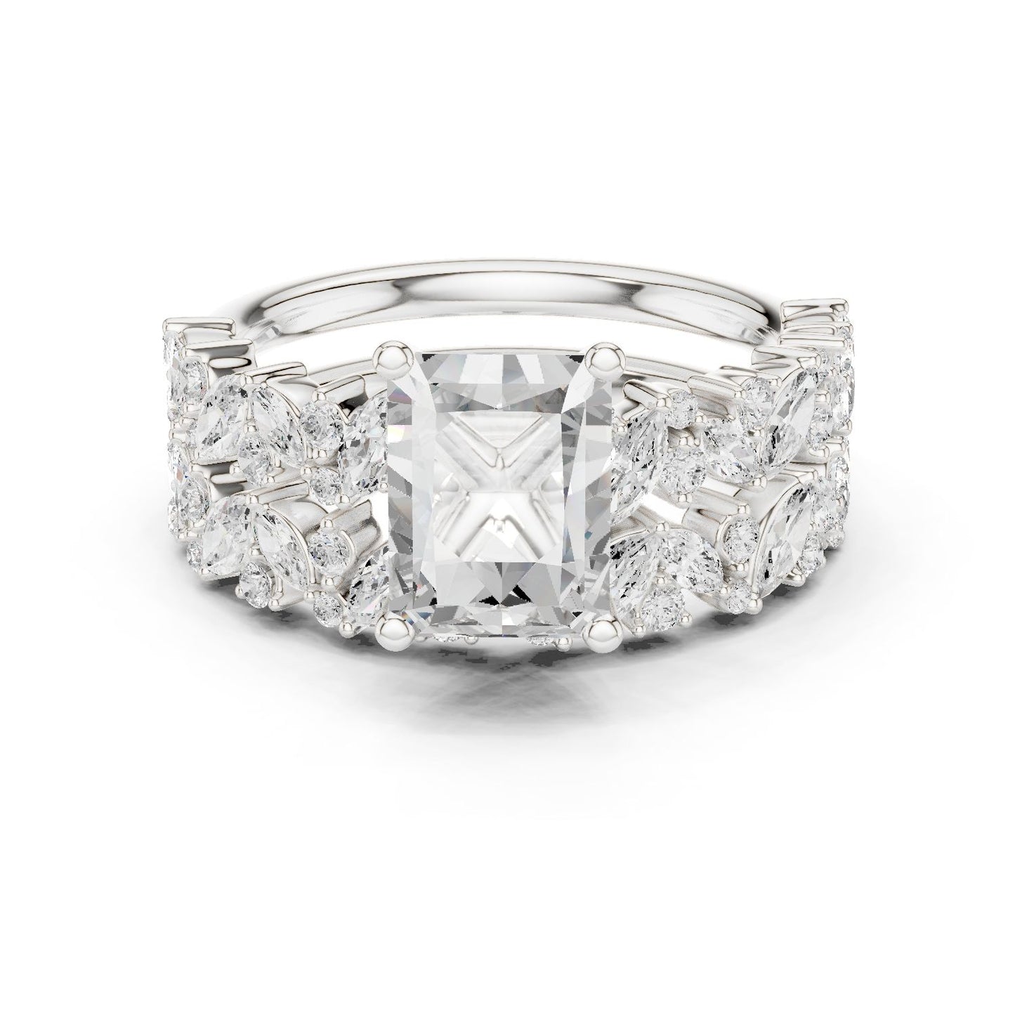 Radiant Lab Grown Diamond Side-Stone Engagement Ring