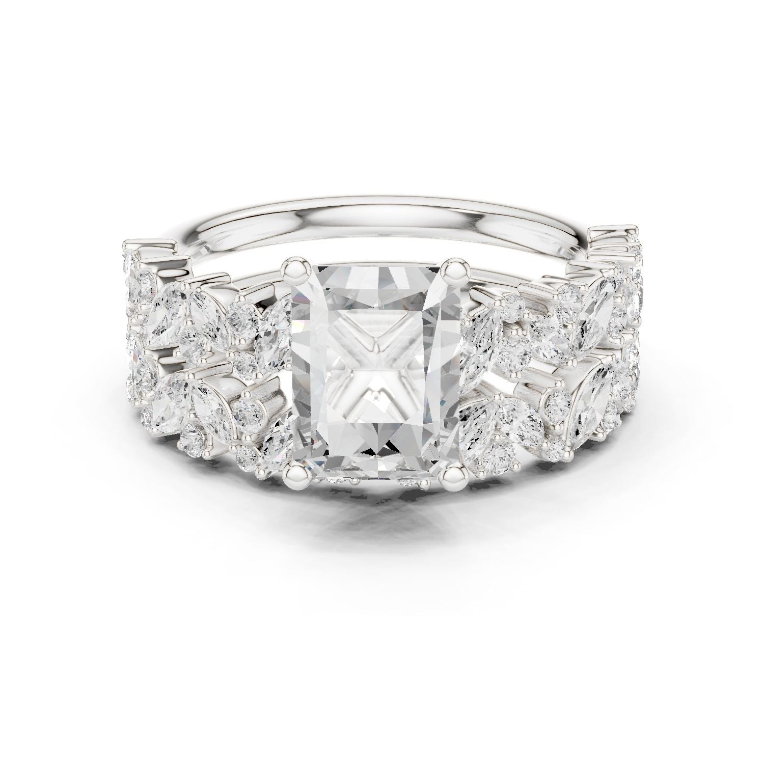 Radiant Lab Grown Diamond Side-Stone Engagement Ring