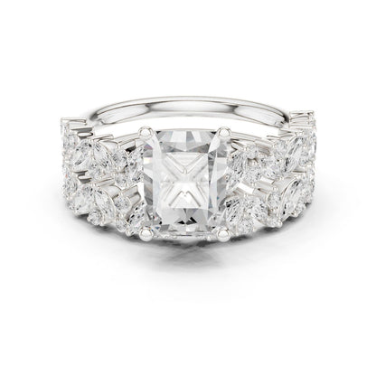 Radiant Lab Grown Diamond Side-Stone Engagement Ring