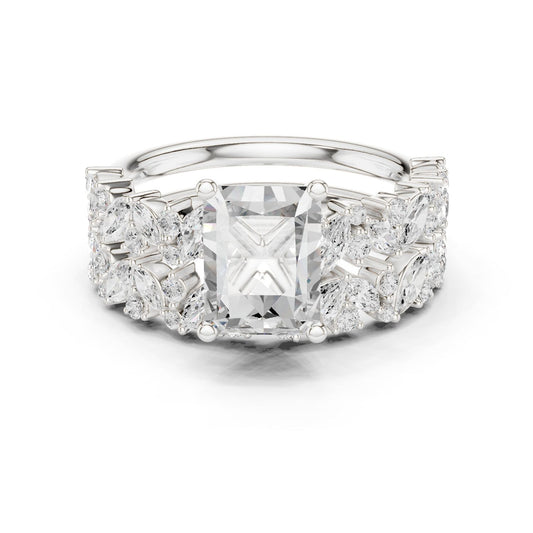 Radiant Lab Grown Diamond Side-Stone Engagement Ring