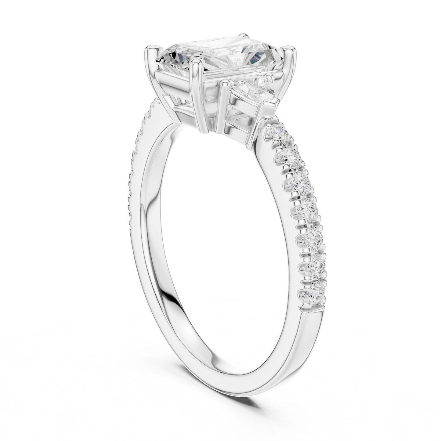 Radiant Lab Grown Diamond Side-Stone Engagement Ring