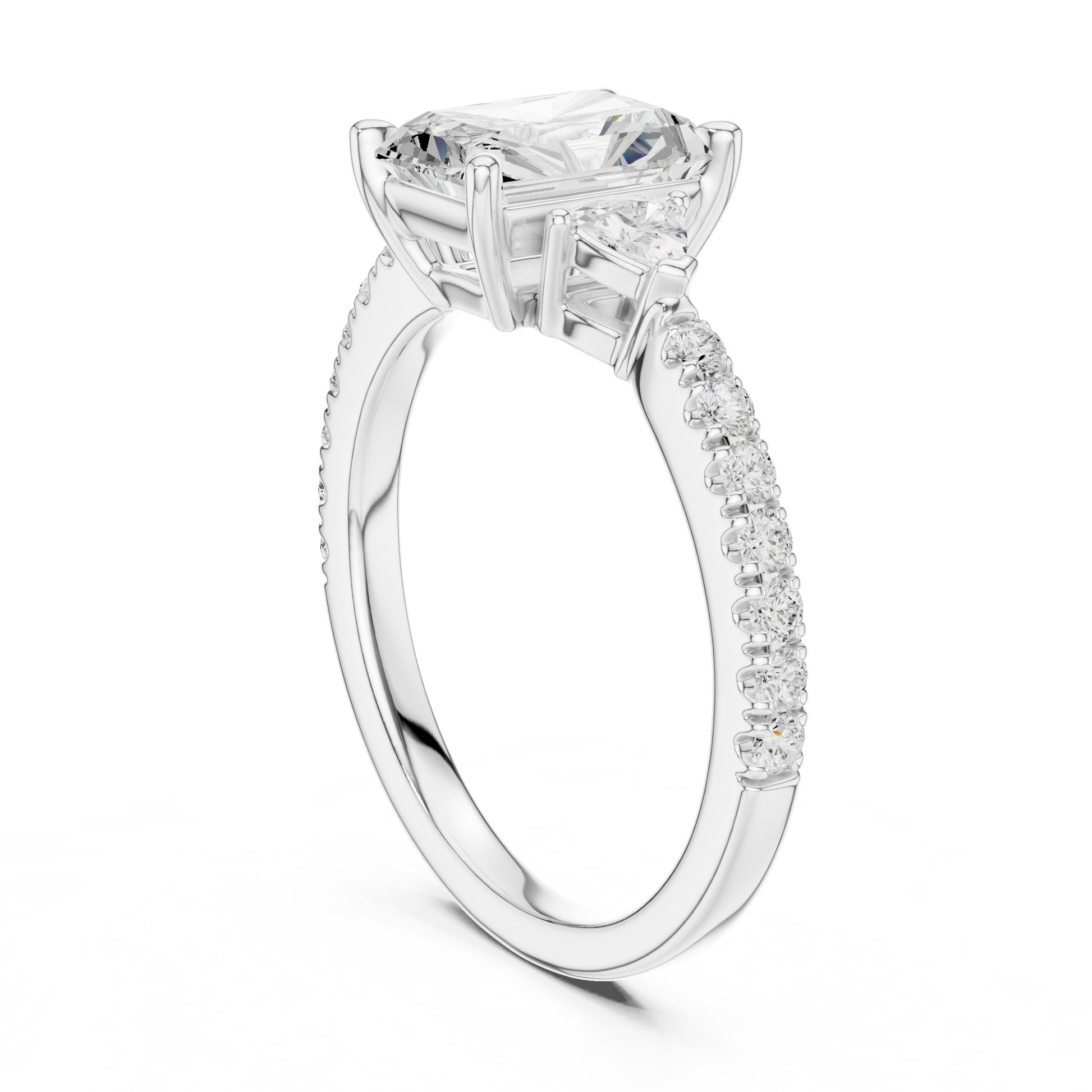 Radiant Lab Grown Diamond Side-Stone Engagement Ring