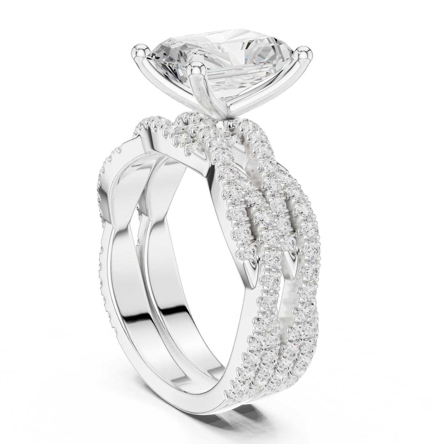 Radiant Lab Grown Diamond Side-Stone Engagement Ring