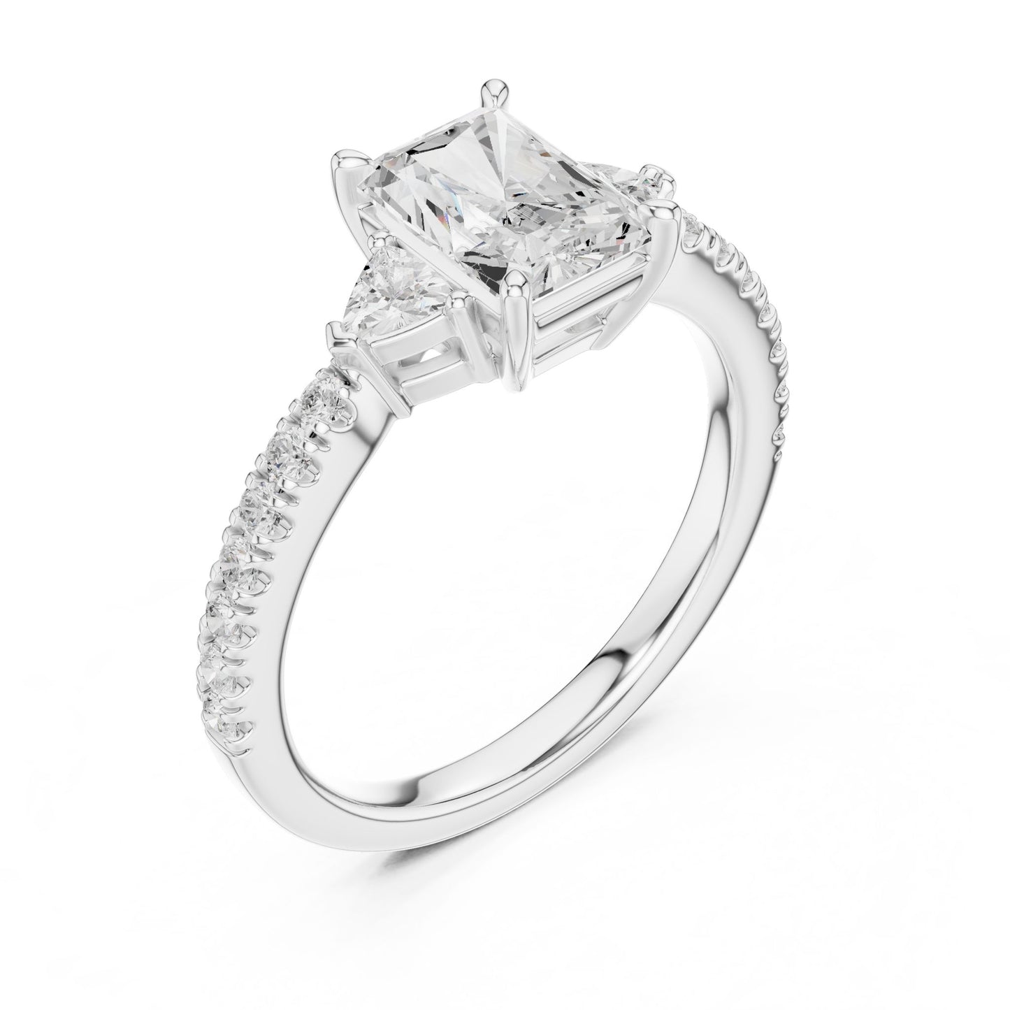 Radiant Lab Grown Diamond Side-Stone Engagement Ring