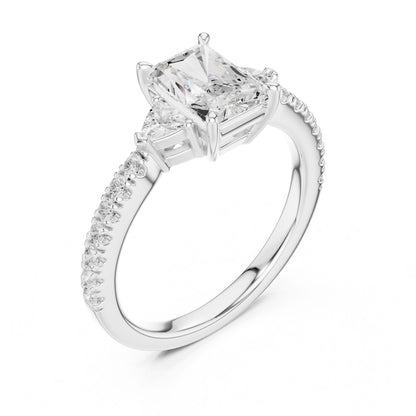 Radiant Lab Grown Diamond Side-Stone Engagement Ring