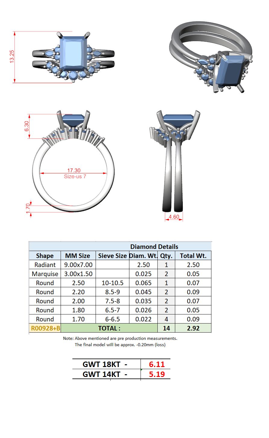 Radiant Lab Grown Diamond Side-Stone Engagement Ring