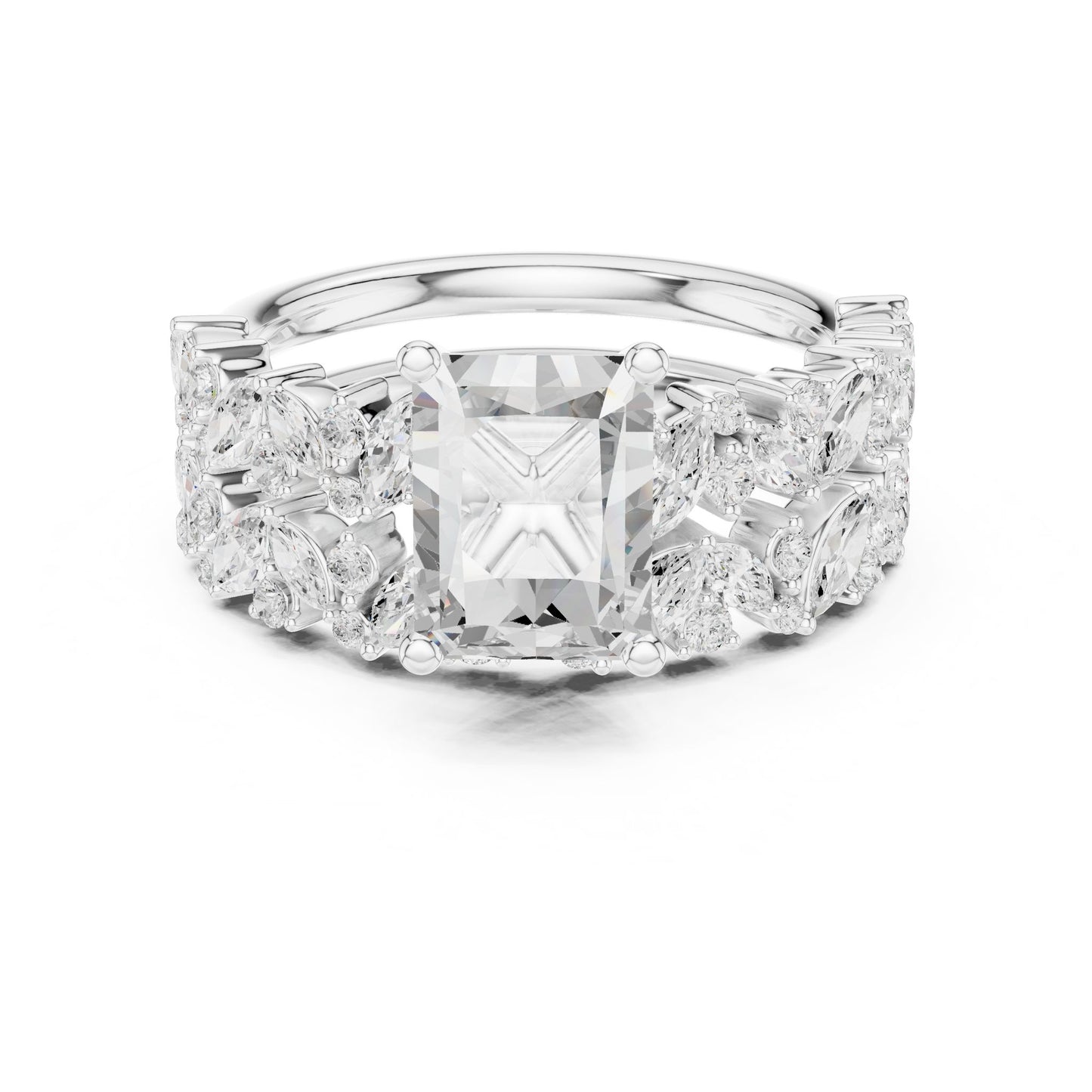 Radiant Lab Grown Diamond Side-Stone Engagement Ring