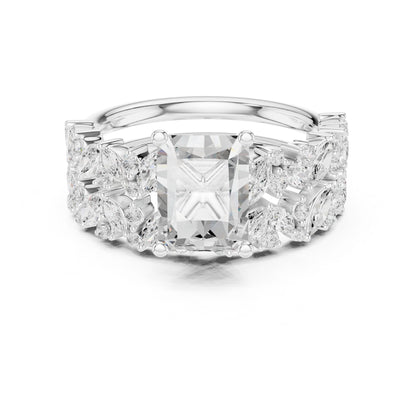 Radiant Lab Grown Diamond Side-Stone Engagement Ring