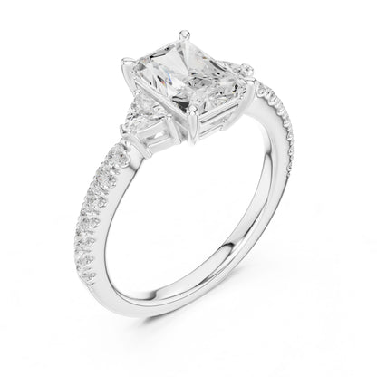 Radiant Lab Grown Diamond Side-Stone Engagement Ring