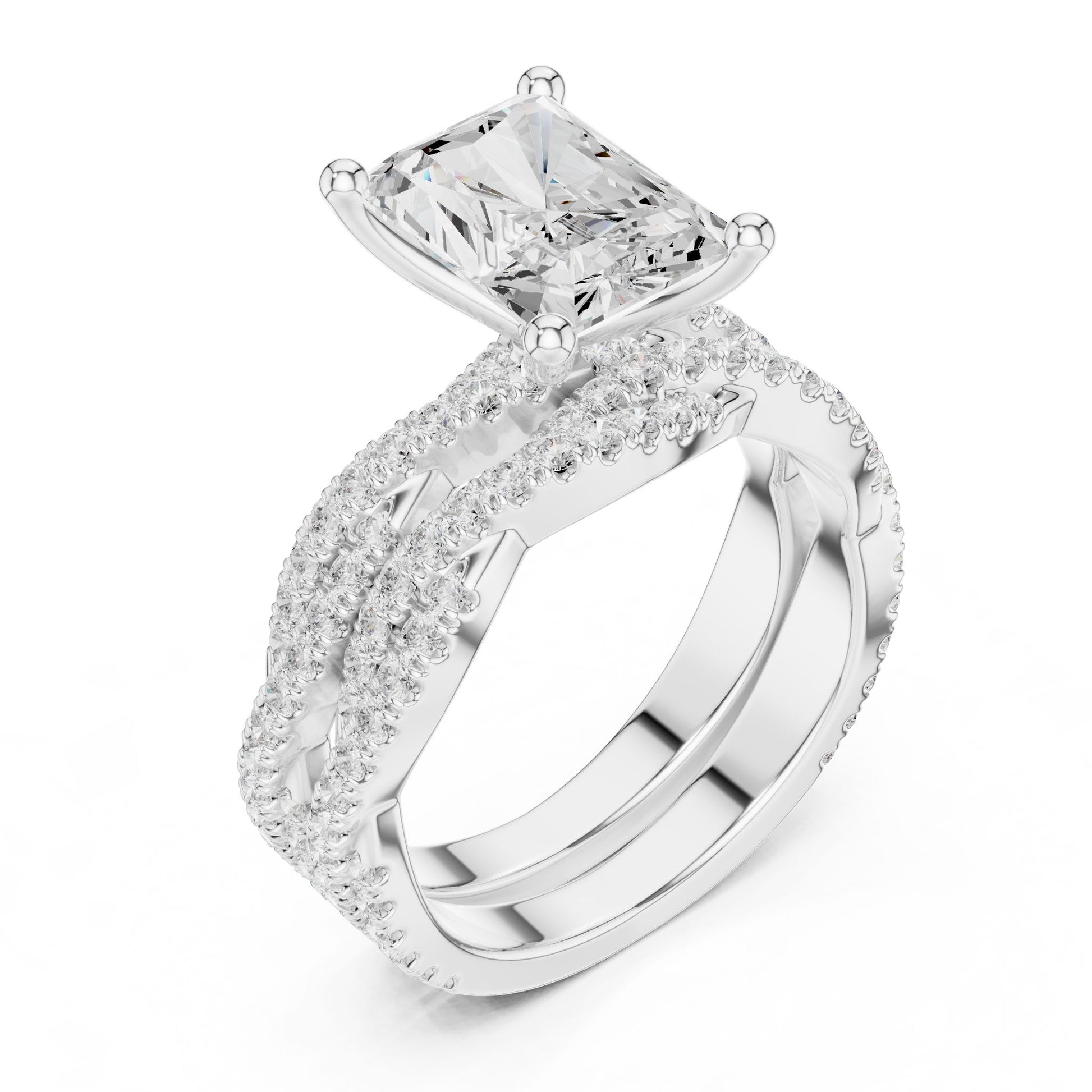 Radiant Lab Grown Diamond Side-Stone Engagement Ring