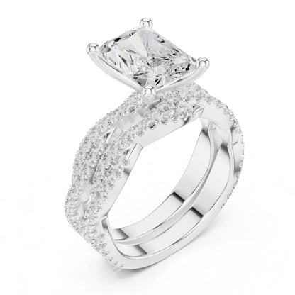 Radiant Lab Grown Diamond Side-Stone Engagement Ring