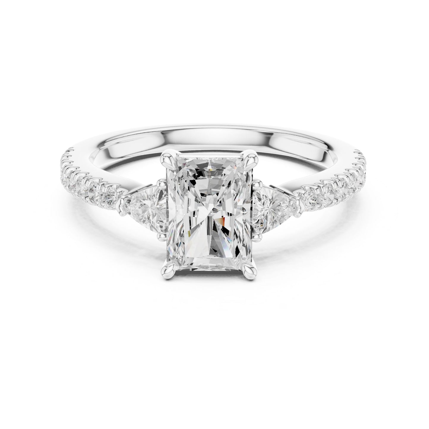 Radiant Lab Grown Diamond Side-Stone Engagement Ring