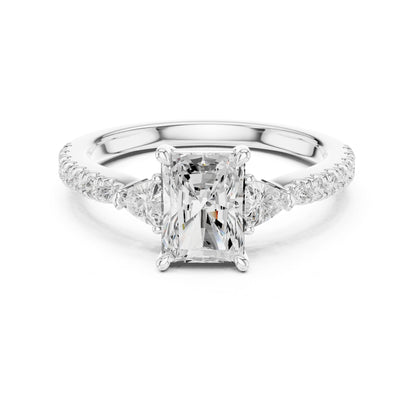 Radiant Lab Grown Diamond Side-Stone Engagement Ring
