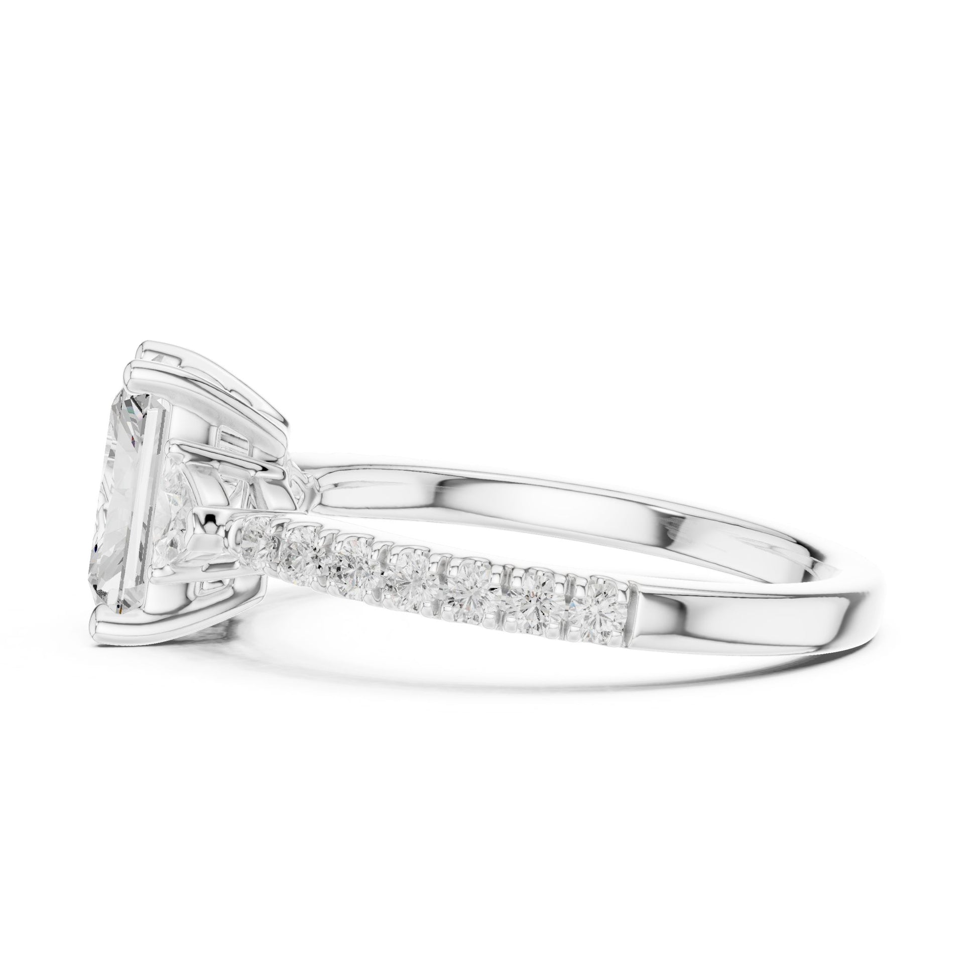 Radiant Lab Grown Diamond Side-Stone Engagement Ring