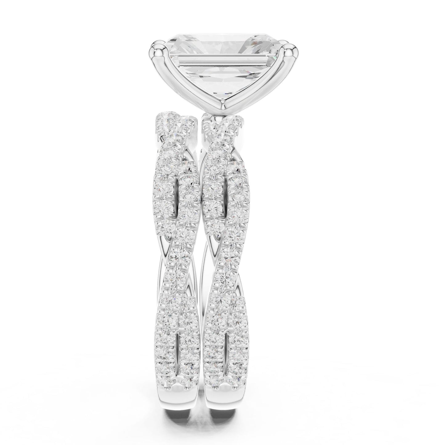 Radiant Lab Grown Diamond Side-Stone Engagement Ring