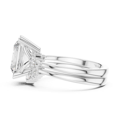 Radiant Lab Grown Diamond Side-Stone Engagement Ring