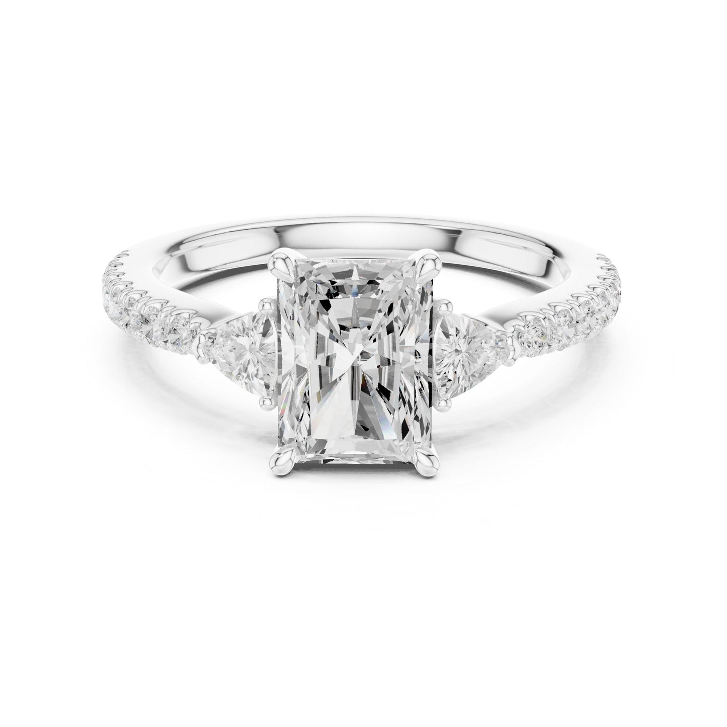 Radiant Lab Grown Diamond Side-Stone Engagement Ring