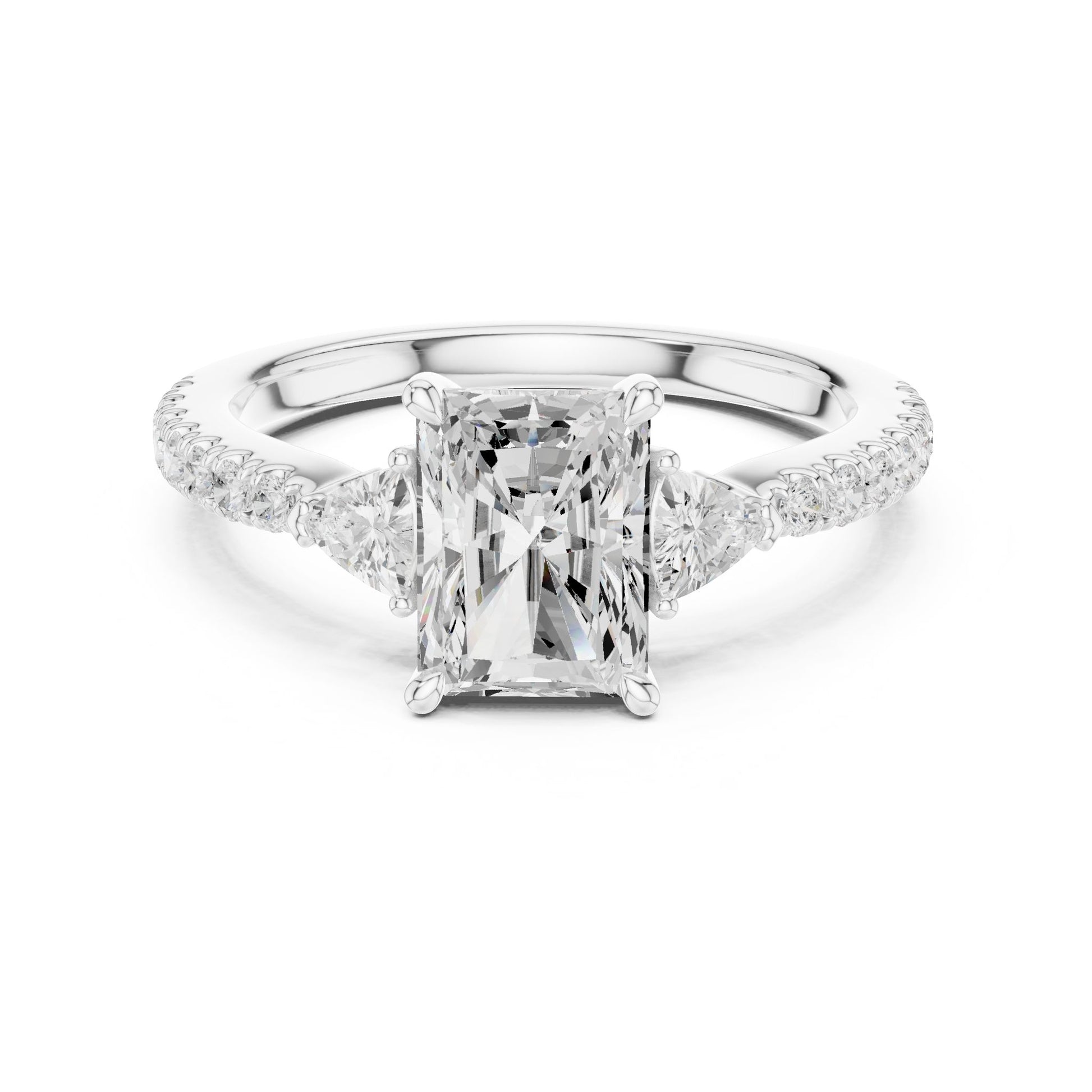 Radiant Lab Grown Diamond Side-Stone Engagement Ring