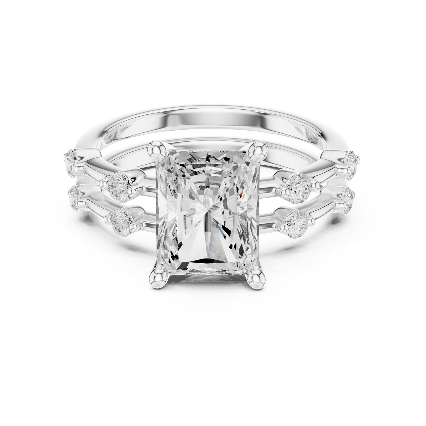 Radiant Lab Grown Diamond Side-Stone Engagement Ring