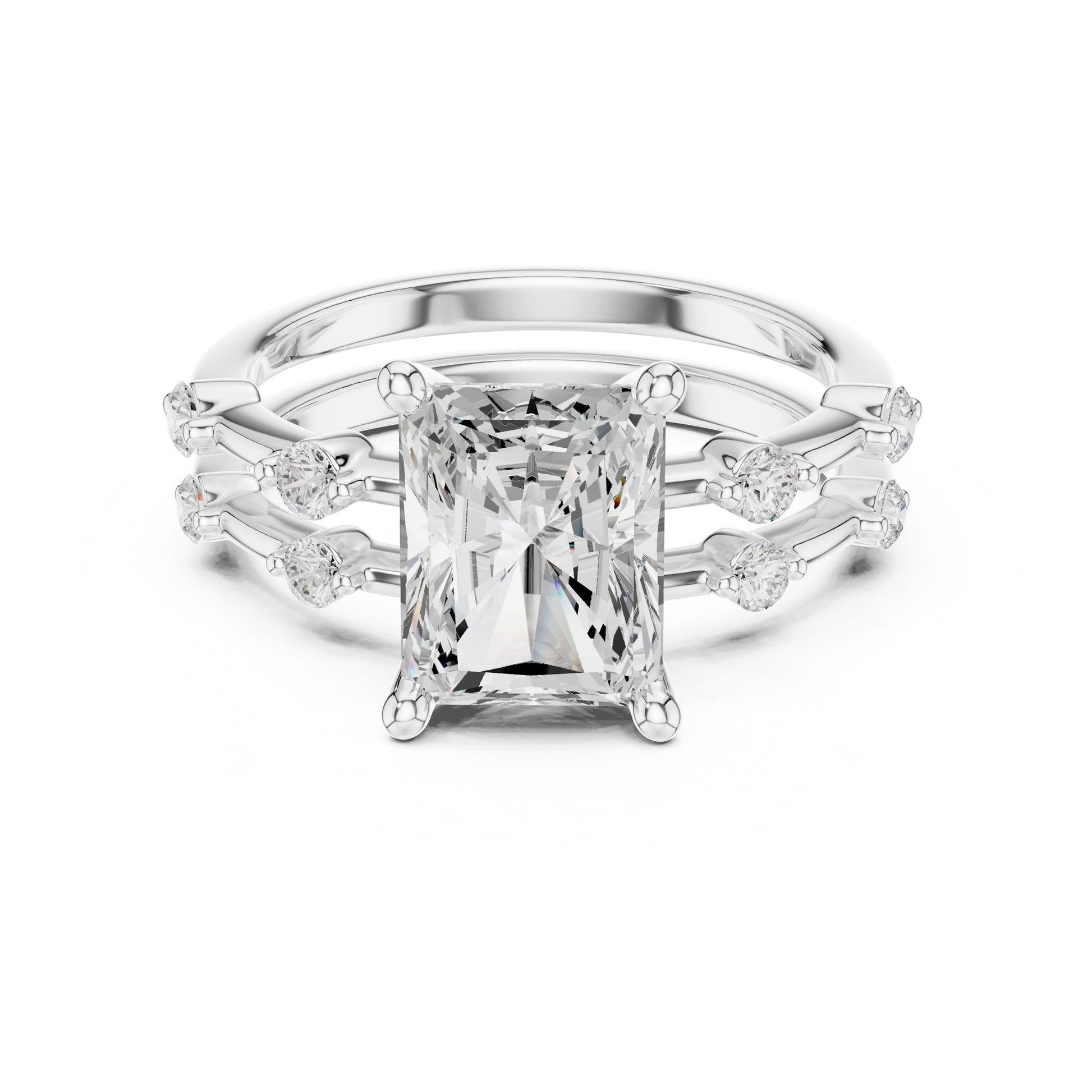 Radiant Lab Grown Diamond Side-Stone Engagement Ring